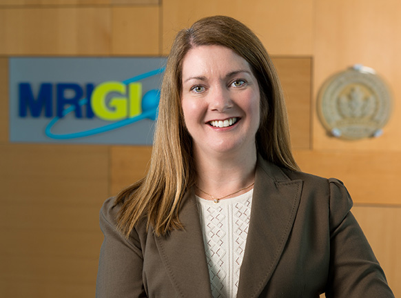 Photo of Claire Croutch in MRIGlobal lobby