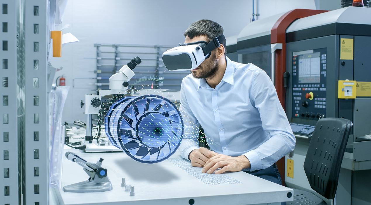 Man in Lab Using Virtual Reality for Training