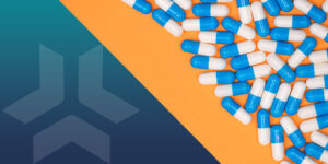Blue and white antibiotic pills MRIGlobal 300x150